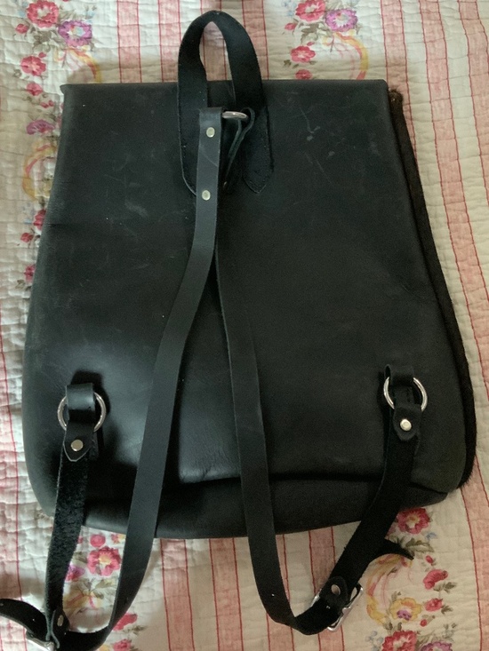 Genuine Leather Western Rustic Brown Black Cowhide Fur Front Backpack main image 4
